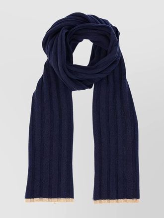 Brunello Cucinelli ribbed texture scarf contrasting border