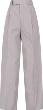 Jil Sander Grey High-Waisted Tailored Cotton Trousers