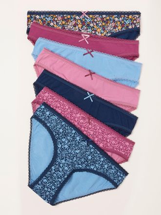 Fat Face FatFace Purple 7 Pack of Floral Hi Leg Knickers