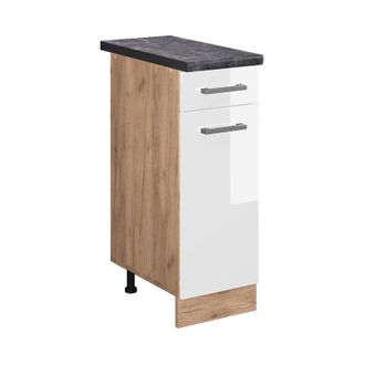 Vicco Mueble Bajo De Cocina R-line, Blanco Alto Brillo, 30 Cm, Et Antracita