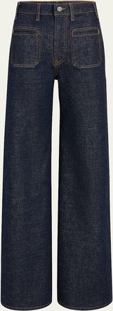 Khaite Delmonico Patch Pocket Wide-Leg Jeans