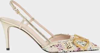 Valentino Garavani VLogo Signature Sequined Beaded Slingback Pumps