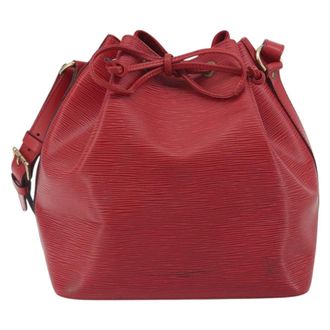 Louis Vuitton Petit Noe Monogram Canvas Red Leather Handbag (Pre-Owned)