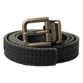 Dolce & Gabbana Belts, male, Black, ONE SIZE, Perforated Leather Belt with Gold Buckle