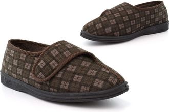 Generic Mens Wide Fit Slippers Mens Extra Large Slippers Size 6 Boys Slipper Size 6 Wide Fit Slipper Extra Large Sizes Touch Fastening Washable Rubber Sole EE