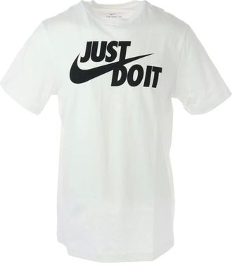 Nike Tops, Heren, Wit, S, Katoen, Grafische Tee Korte Mouw Ronde Hals