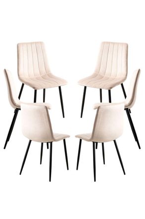 Regalos Miguel Packs Sillas Comedor - Pack 6 Sillas Liny Terciopelo - Beige