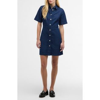 Barbour Maia Button-Up Denim Mini Shirtdress in Rinse Wash at Nordstrom, Size 10 Us