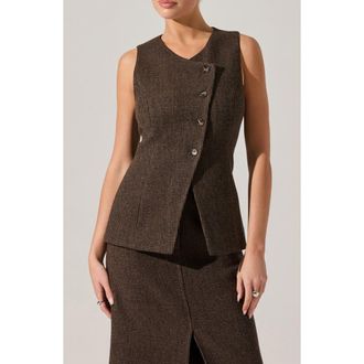 ASTR the Label Sonja Plaid Wool Blend Vest in Brown Plaid at Nordstrom Rack, Size X-Small