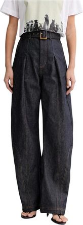 Munthe Nanina Wijde Broek - Dames - Wijde Broeken - Blauw - M - Katoen - Broeken