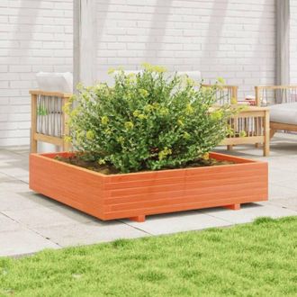 vidaXL Jardinera De Madera Maciza De Pino Marr&oacute;n Cera 110x110x26,5 Cm Vidaxl