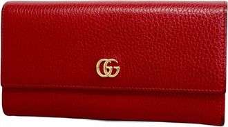 Gucci Red Color Leather Long Wallet (Bi-Fold) (Pre-Owned)