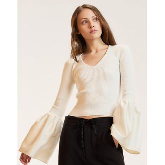 Cynthia Rowley Silk Wool Knit Combo Top