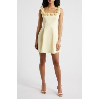 Lucy Paris Rosette Trim Cocktail Minidress in Yellow at Nordstrom, Size X-Small