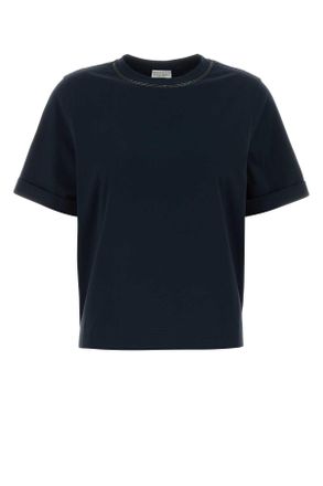 Brunello Cucinelli Brunello Cucinelli Dark Blue Cotton T Shirt