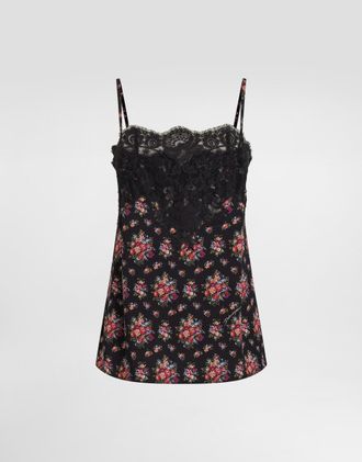 Dolce & Gabbana Small Flower Bouquets-print Charmeuse Top - Woman Shirts And Tops Multicolor 36