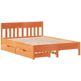 vidaXL Estructura De Cama Sin Colch&oacute;n Madera Maciza Marr&oacute;n 120x190 Cm Vidaxl