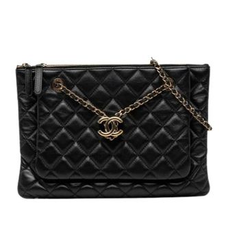 Chanel Pre-owned Leather chanel-bags - Dames - Pre-owned - Zwart - Maat: ONE Size Leer