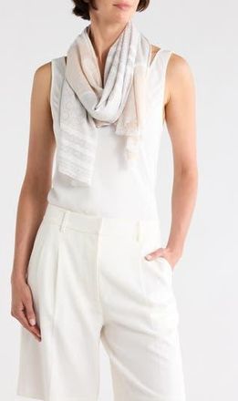 Calvin Klein Colorblock Logo Scarf in Latte at Nordstrom Rack
