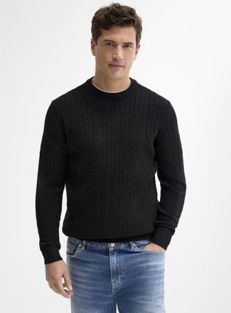 Le 31 Mens Twisted-cable crew neck sweater