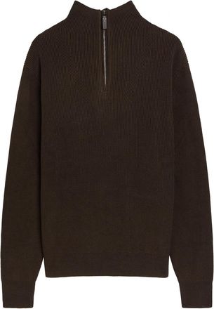 Tod's Ribbed Half-zip Silk and Cotton-blend Jumper - Brown - XL