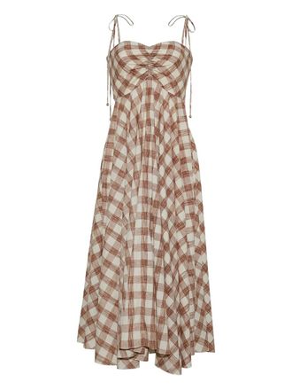 Cara Cara Sunray gingham midi dress - women - Cotton - S - Neutrals