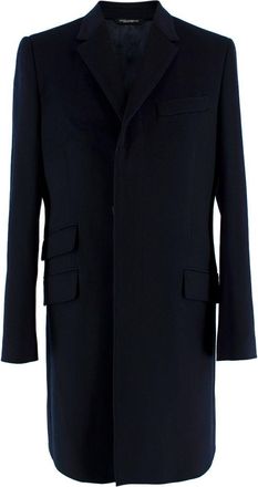 Dolce & Gabbana Navy Single Breasted Wool Coat Size S