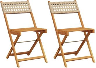 vidaXL Vidaxl - Bistro Chairs 2 pcs Beige Solid Wood Acacia and Poly Rattan