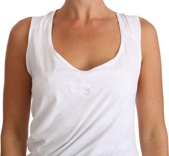 Roberto Cavalli Womens White Top Tank Cavalli T-Shirt Jersey Cotton