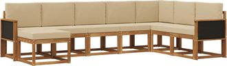 vidaXL Conjunto De Sof&aacute;s De Exterior 8 Uds. Natural Y Beige Vidaxl