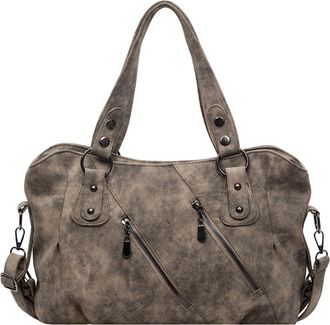 Generic Kexpery Womens Large Capacity Faux Suede Handbag with Zipper and High Handle Handbag