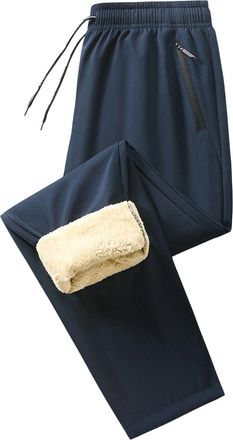 Generic Mens Fleece Lined Sweatpants - Sherpa Tracksuit Bottoms, Loose Fit Joggers, Solid Winter Warm Plush Trousers, Elastic Waist Pants, Pockets, Drawstring