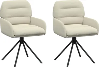 vidaXL Sillas De Comedor Giratorias 2 Uds. Cuero Sint&eacute;tico Crema Vidaxl