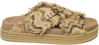 Mou Schoenen, Dames, Bruin, 38 EU, Criss-cross Raffia Sandaal