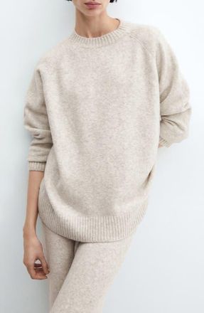 Mango Relaxed Crewneck Sweater in Beige at Nordstrom, Size Small