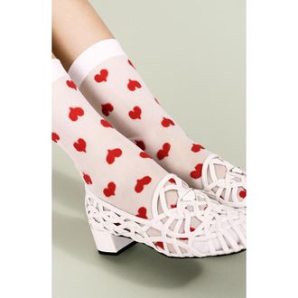 Hansel From Basel Marnie Sheer Crew Socks in White at Nordstrom