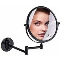 OEM Espejo De Maquillaje De Pared X3, Espejo De Ba&ntilde;o Negro De 20 Cm, Espejo Doble De Pared, Giratorio Y Extensible 360&deg; - Crezuo