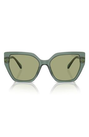 Swarovski Constella 56mm Polarized Irregular Sunglasses in Transparent Green at Nordstrom