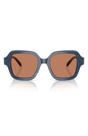 Tory Burch 51mm Square Sunglasses in Navy Marble /Brown at Nordstrom