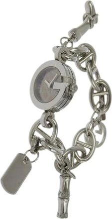Gucci Pre-owned G Charm roestvrijstalen horloge - Dames - Vintage Horloges - Grijs - ONE Size - Vintage