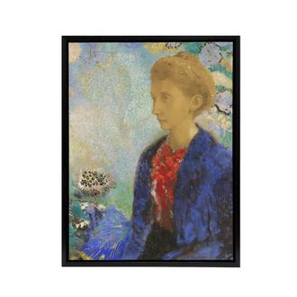 Artery8 Baroness of Domecy Portrait Redon Vintage Black Framed Canvas Wall Art | Size: W24 x H32