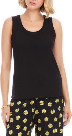 Karen Kane Scoop Neck Rib Tank in Black at Nordstrom, Size X-Small