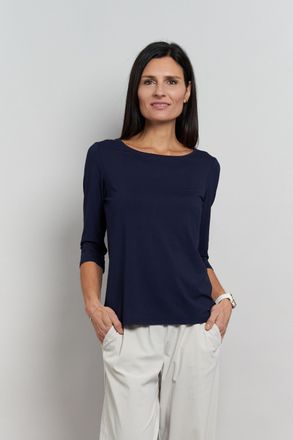 Seidel Moden 3/4-Arm-Shirt SEIDEL MODEN Otto exclusiv, Damen, Gr. 34, navy, Jersey, Obermaterial: 94% Viskose, 6% Elasthan, unifarben, tailliert h&uuml;ftbedeckend, Run