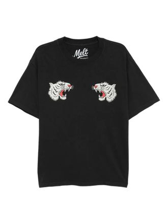 Melt tiger graphic T-shirt - men - Cotton - XXXL - Black