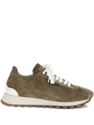 Brunello Cucinelli lace-up panelling sneakers - Bruin