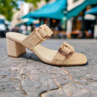 Koko + Palenki Womens Resort Heeled Sandals In Natural Raffia