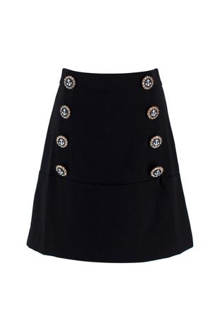 Dolce & Gabbana Black Anchor Embellished Button Skirt Size XXS
