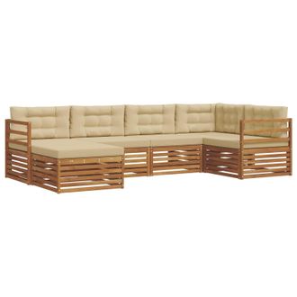 vidaXL Conjunto De Sof&aacute;s De Exterior Con Coj&iacute;n 6 Pcs Natural Y Beige Vidaxl