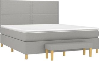 vidaXL Vidaxl - Cama Box Spring Con Colch&oacute;n Tela Gris Claro 180x200 Cm