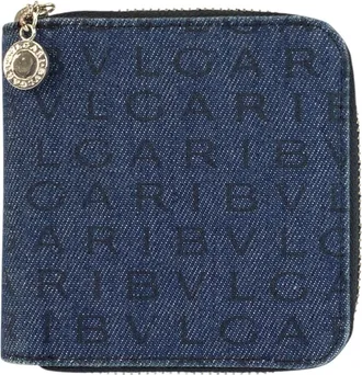 Bulgari Black Blue Denim Leather Wallet (Bi-Fold) (Pre-Owned)